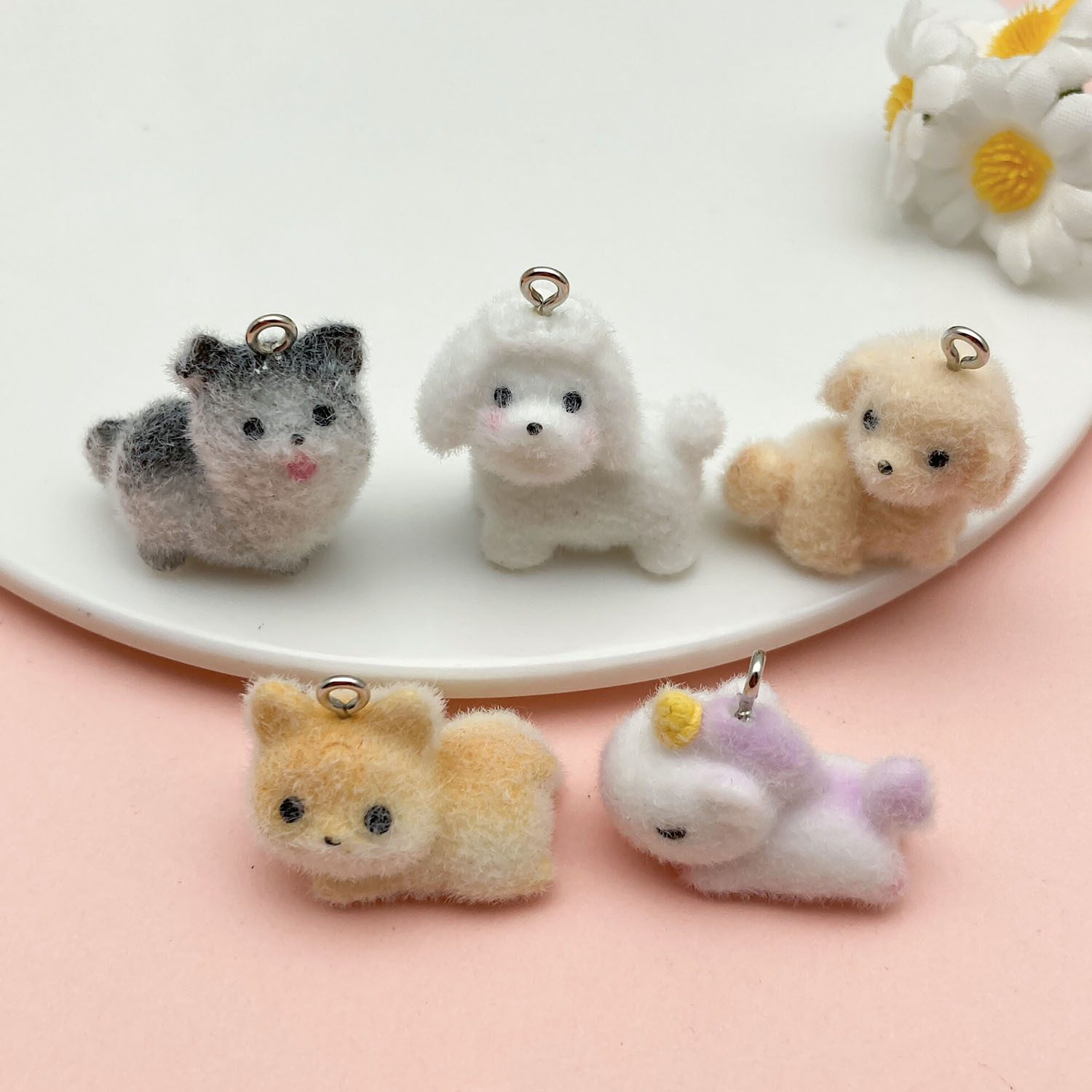 2:Sn1216-flocking resin animal puppy unicorn and other sets of 5 pieces each - 18.9g