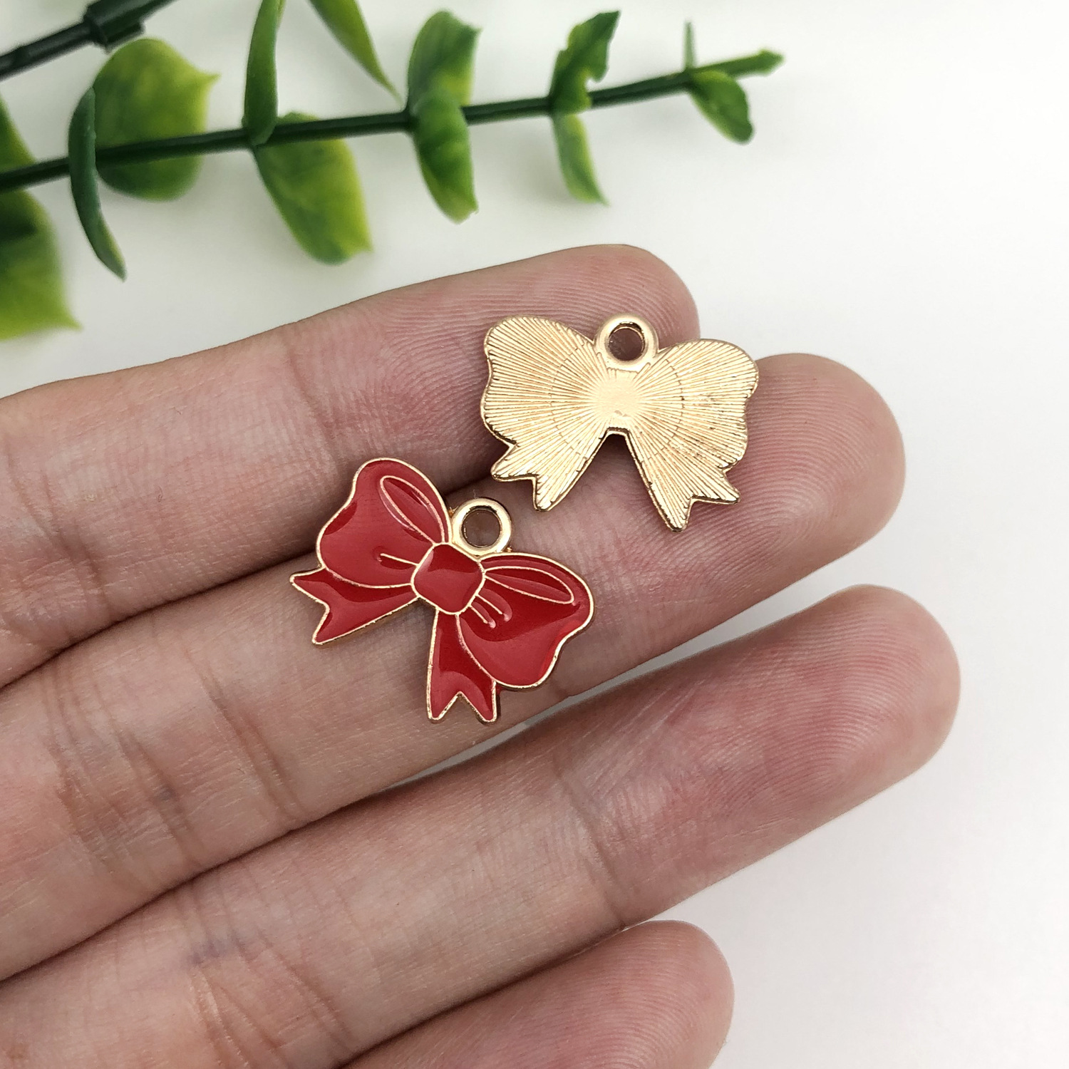 22:17520-1 red oil dripping zinc alloy decorative bow 18x14mm-1g