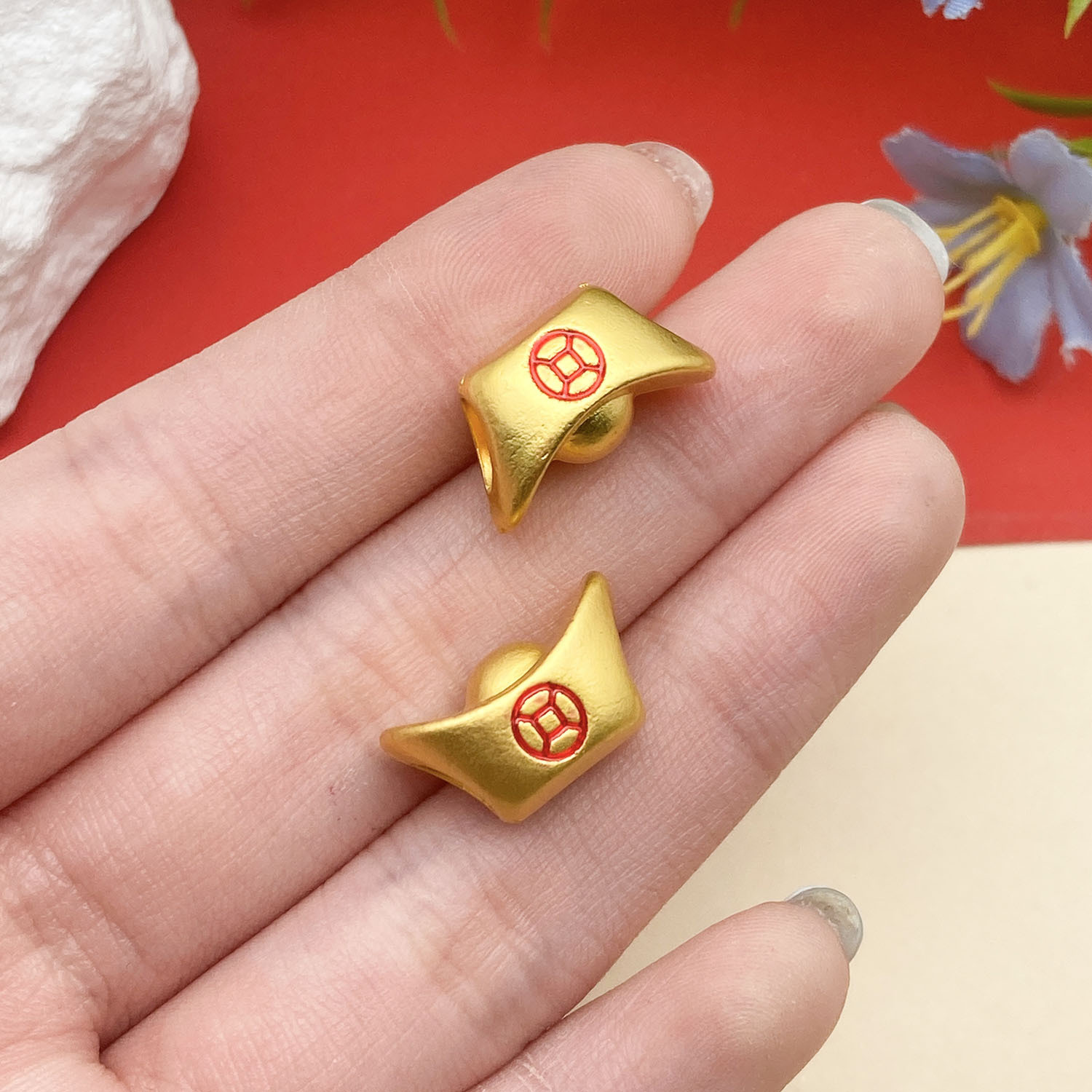 2:18481-1 16.5x9-hole 5.4-3.3g dripping oil matte gold zinc alloy ingot large hole beads