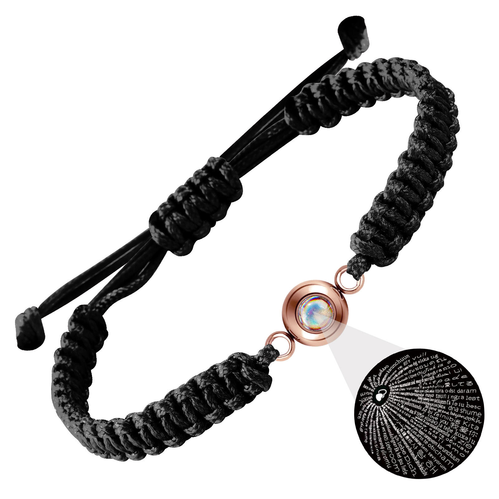 9:B3299-Black Rope Rose Gold