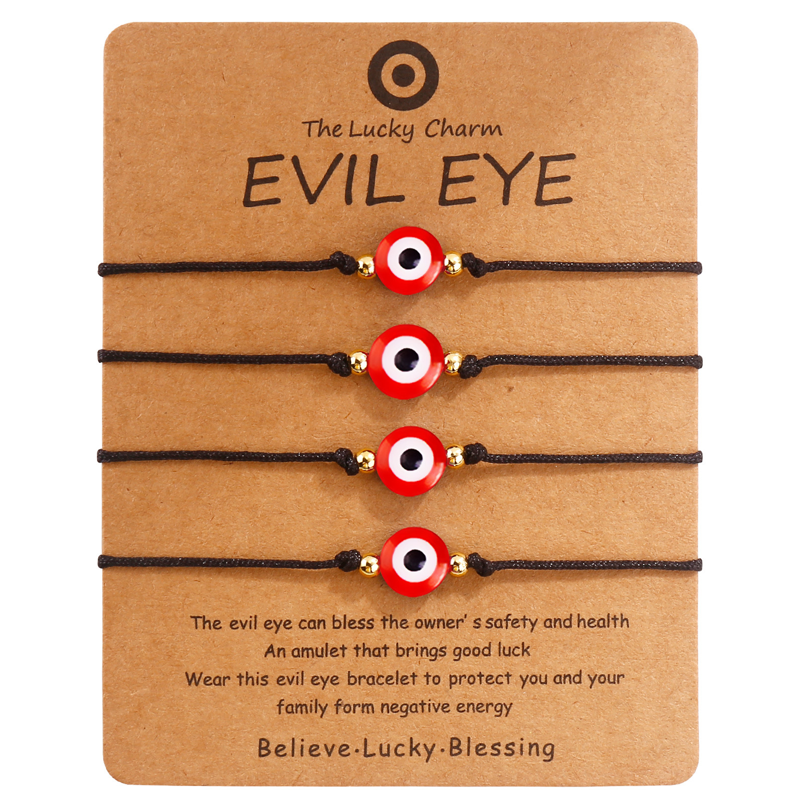 13:13 black rope gold beads red eyes