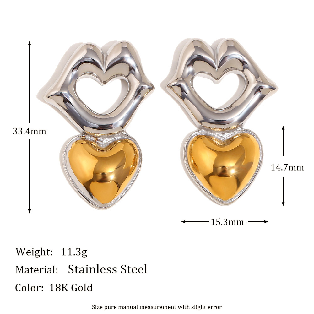 6:Mouth love two-color earrings-two-color