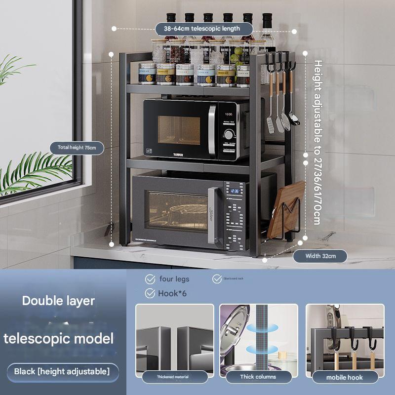 Double black [40-64] chopping board rack 6 hooks