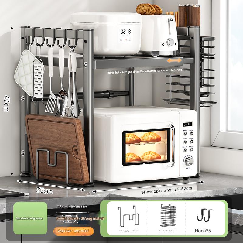 Double layer fully equipped (with chopping board and knife holder) - gray