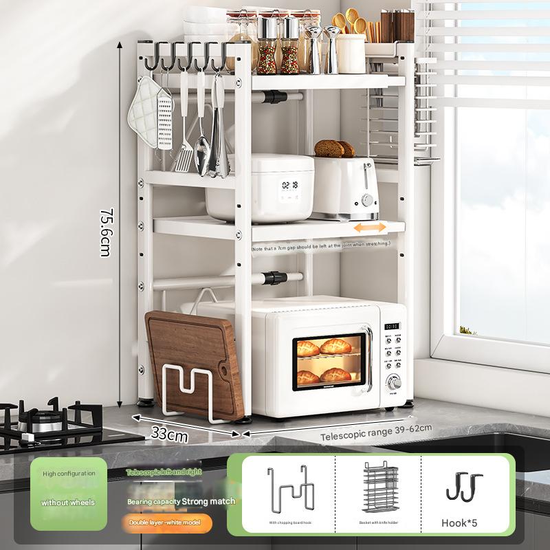 Three-layer fully equipped (with chopping board and knife holder) - white