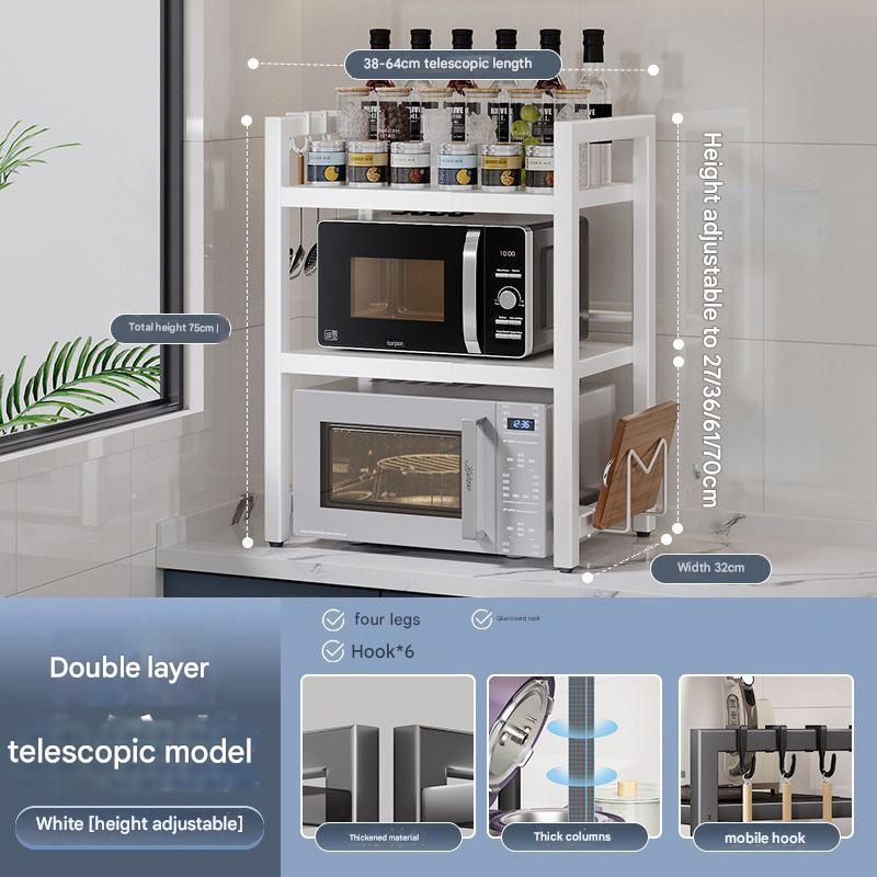 Double-layer white [40-64] chopping board rack 6 hooks