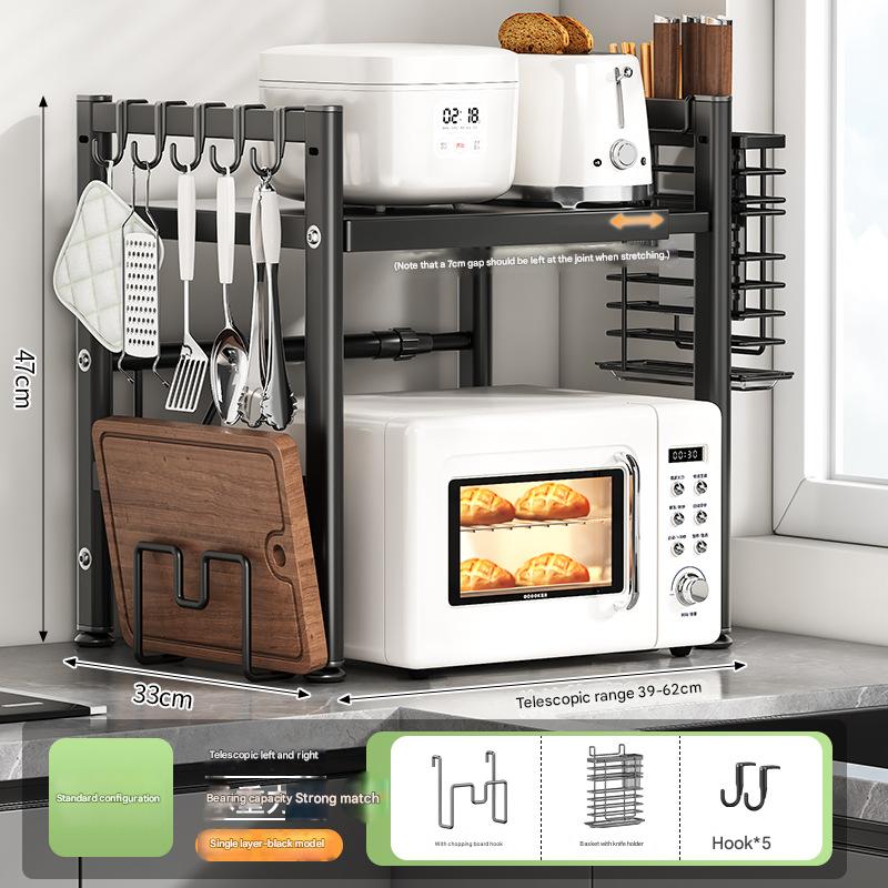 Double layer fully equipped (with chopping board and knife holder) - black