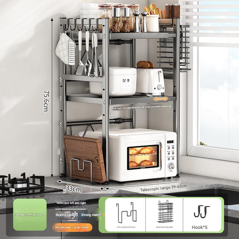 Three-layer fully equipped (with chopping board and knife holder) - gray