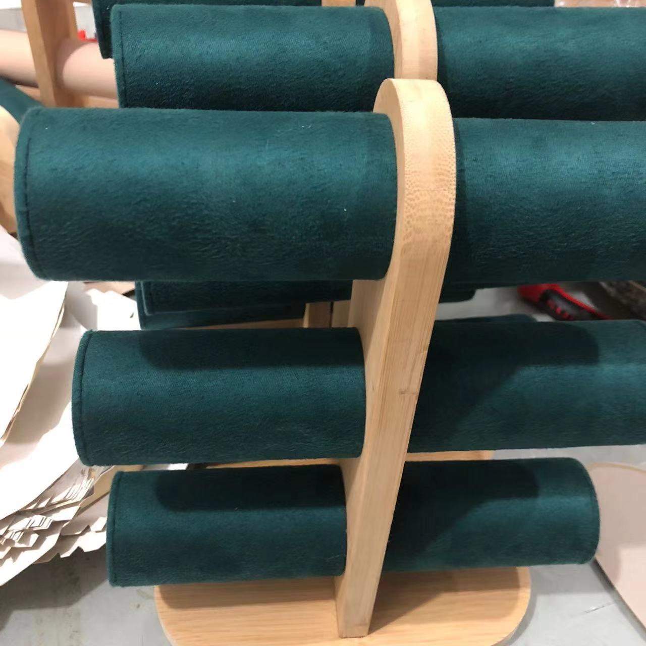 Bamboo-Top Standing Triple-Layer Bracelet Stand in