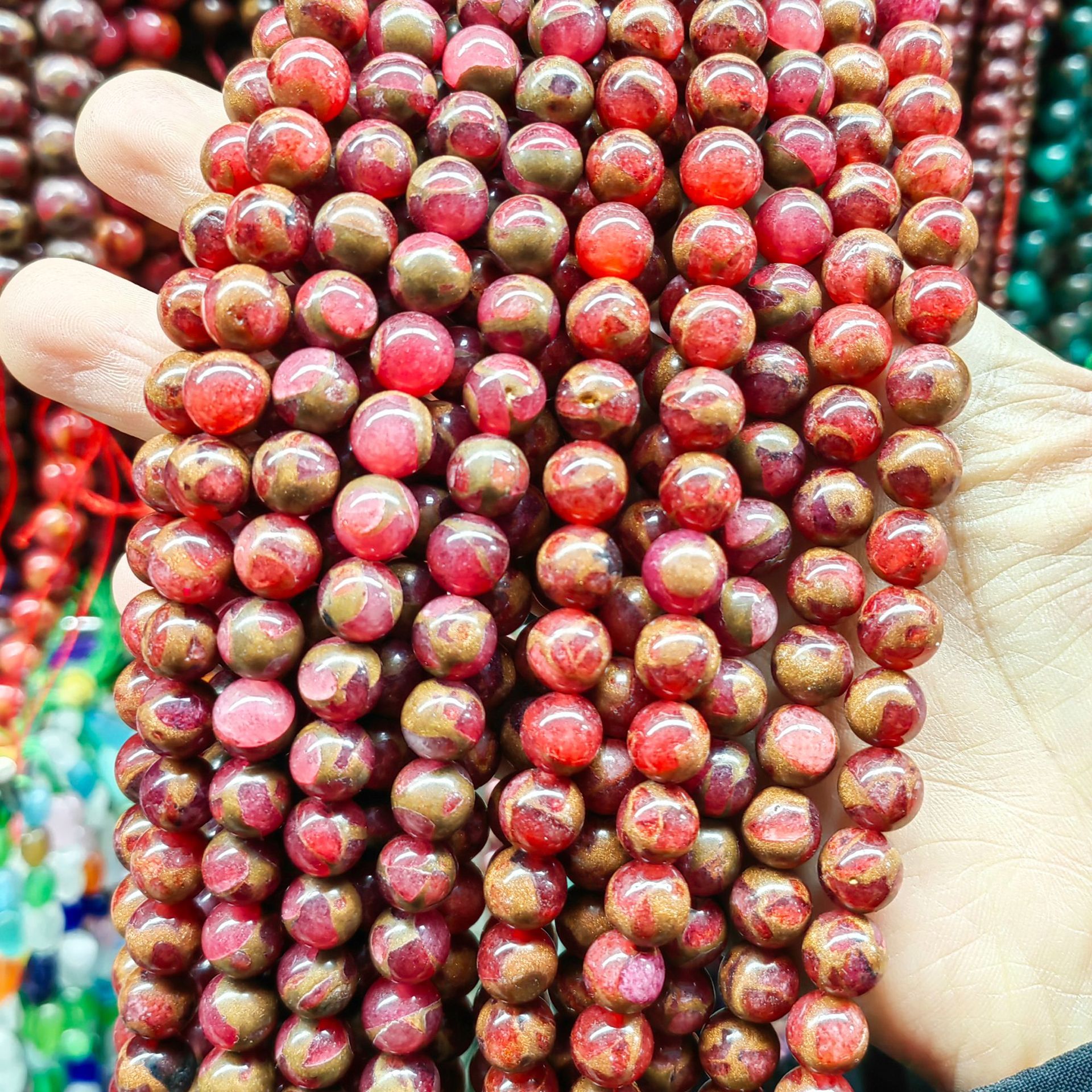 Golden Color Stone - rose red 10mm