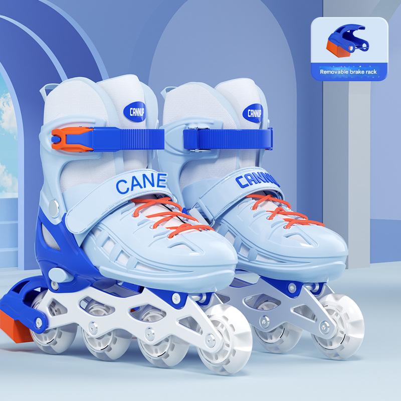 Blue and orange shoes