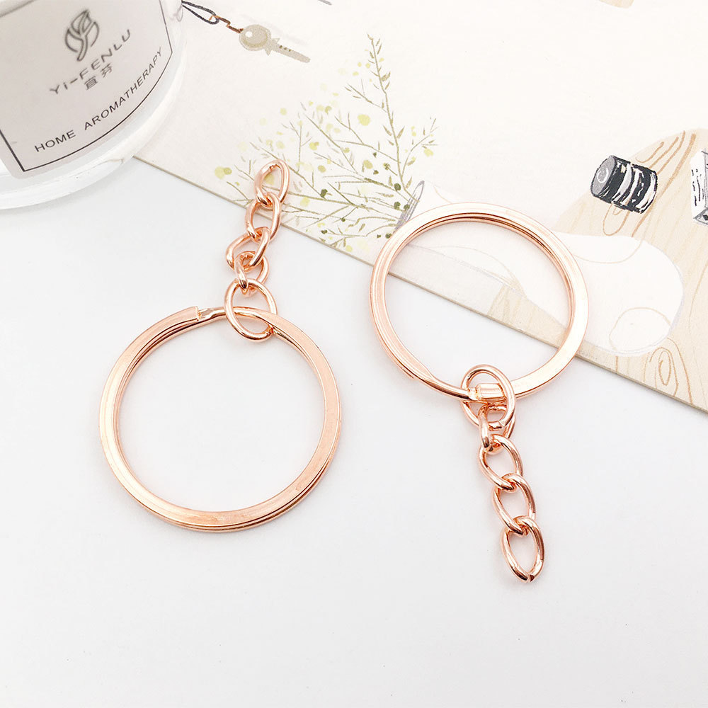 Rose gold key ring with chain 30mm