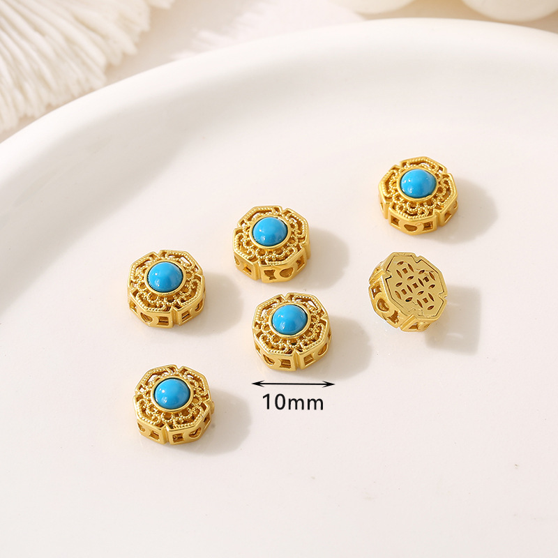5:Style 8 Blue lucky pattern spacer beads 10mm
