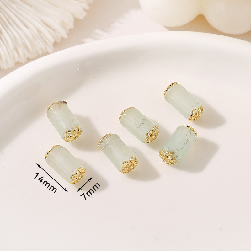 7:Style 10 Jade straight simple beads 7 * 14mm