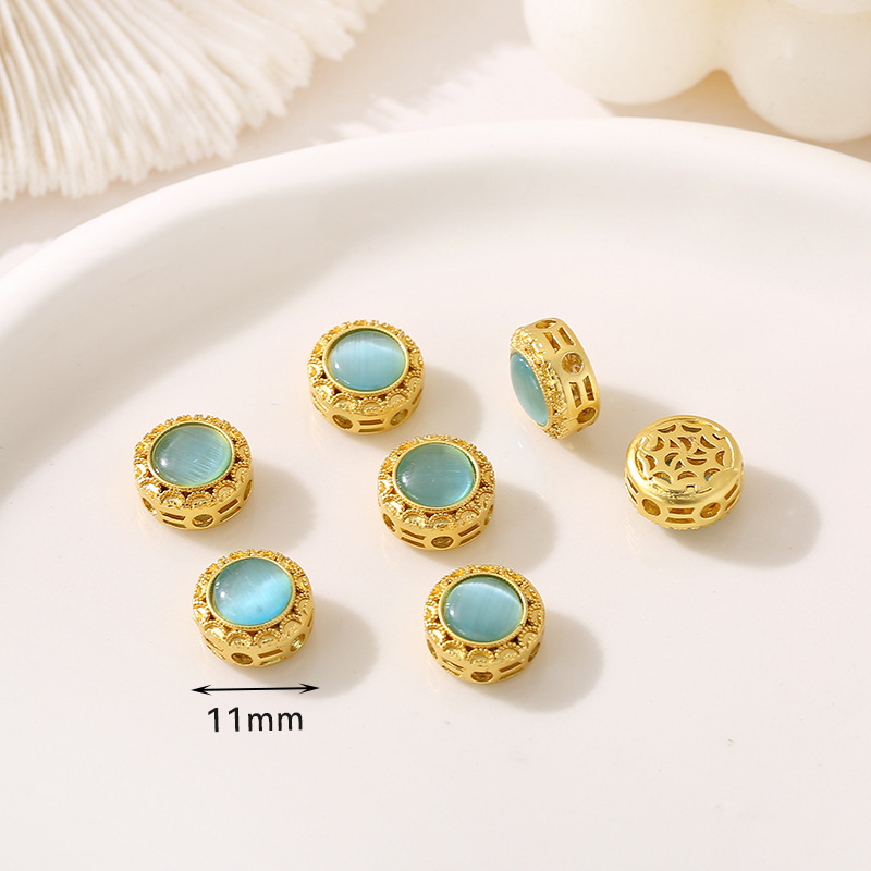 10:Style 16 blue big cat eye beads 11mm