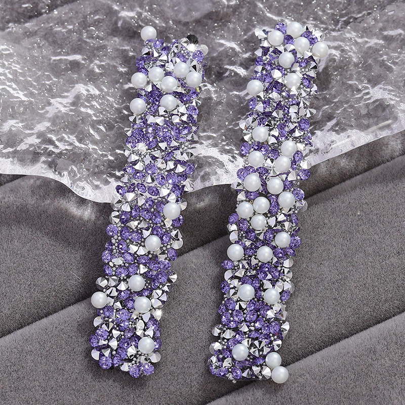 19:19 solid color crystal purple diamond [with pearls]]