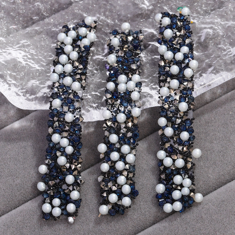 30:30 solid color ink blue diamond [with pearls]]