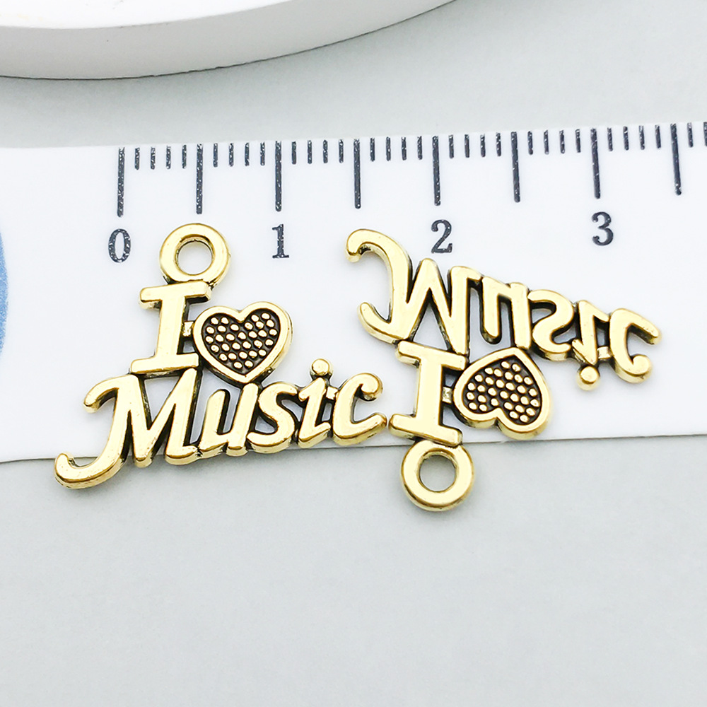 3:1 ancient gold music heart 15*20mm