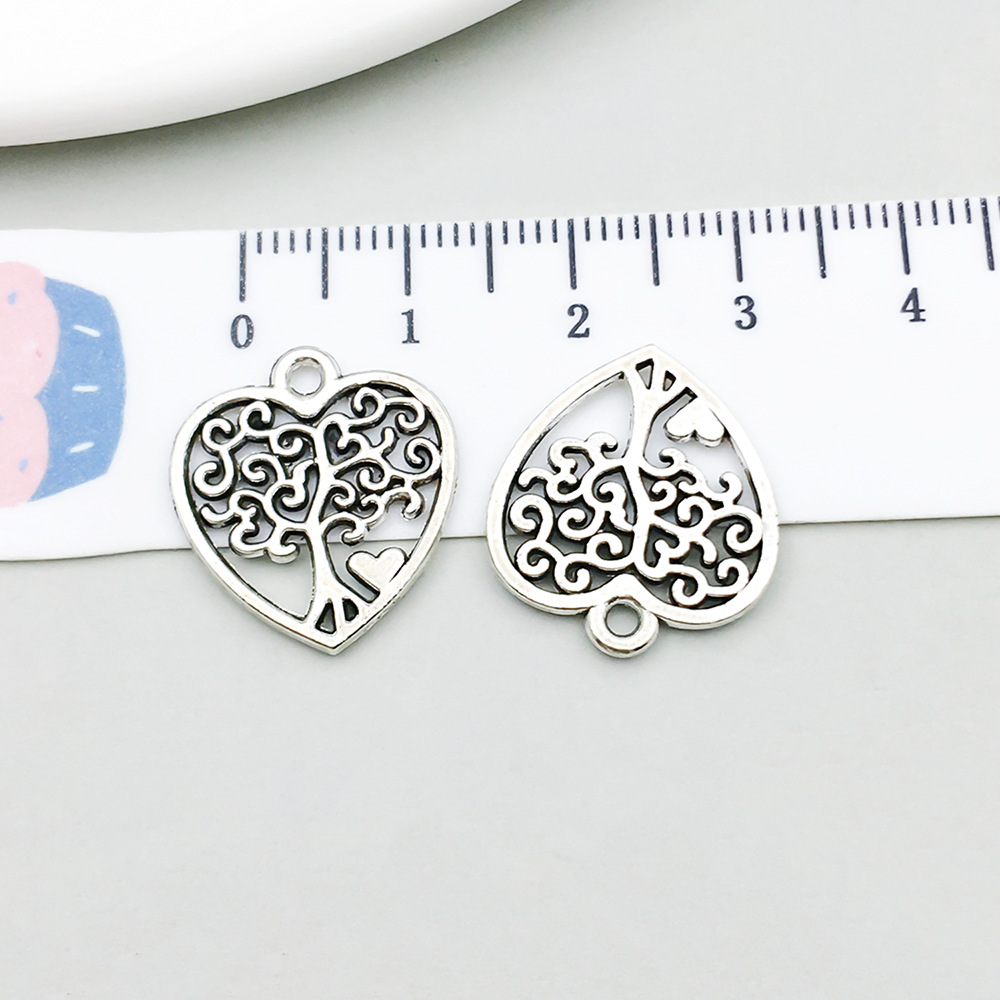 7:1 ancient silver heart-shaped tree of life 18*19mm-