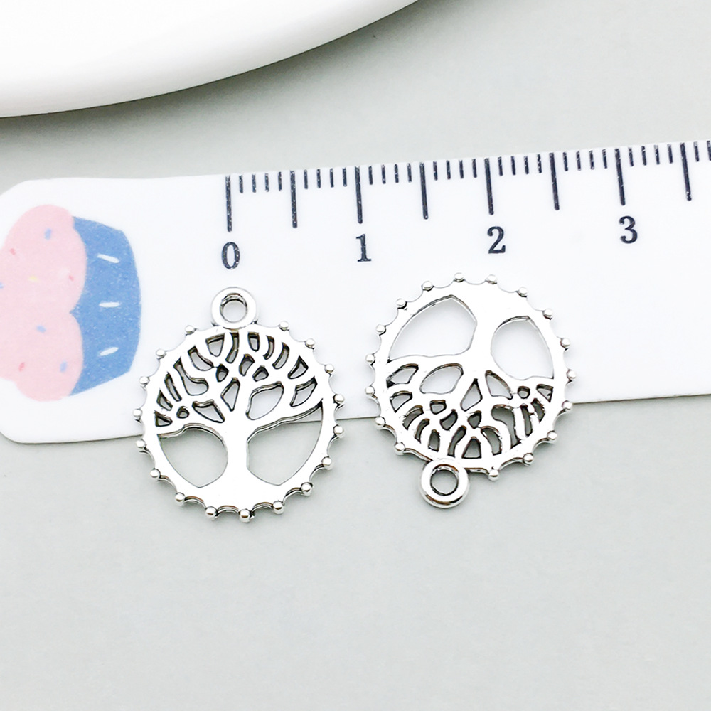 17:1 ancient silver round tree of life 16*18mm-