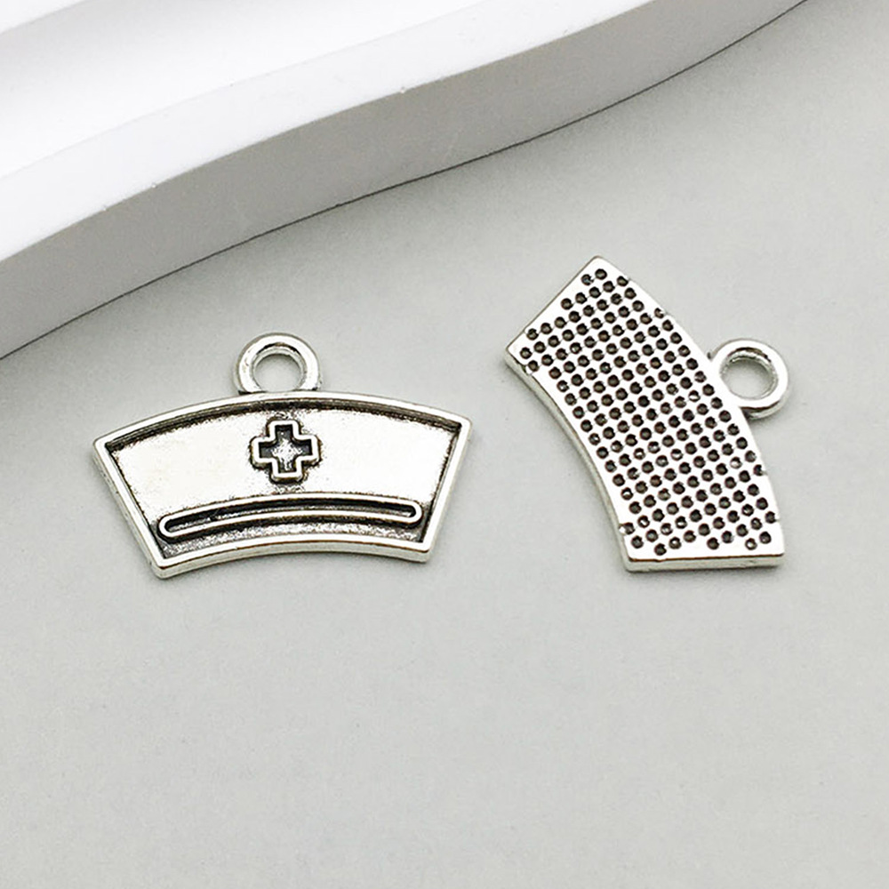 22:1 ancient silver fan-shaped medical nurse hat 20*13mm-0.8g-12151