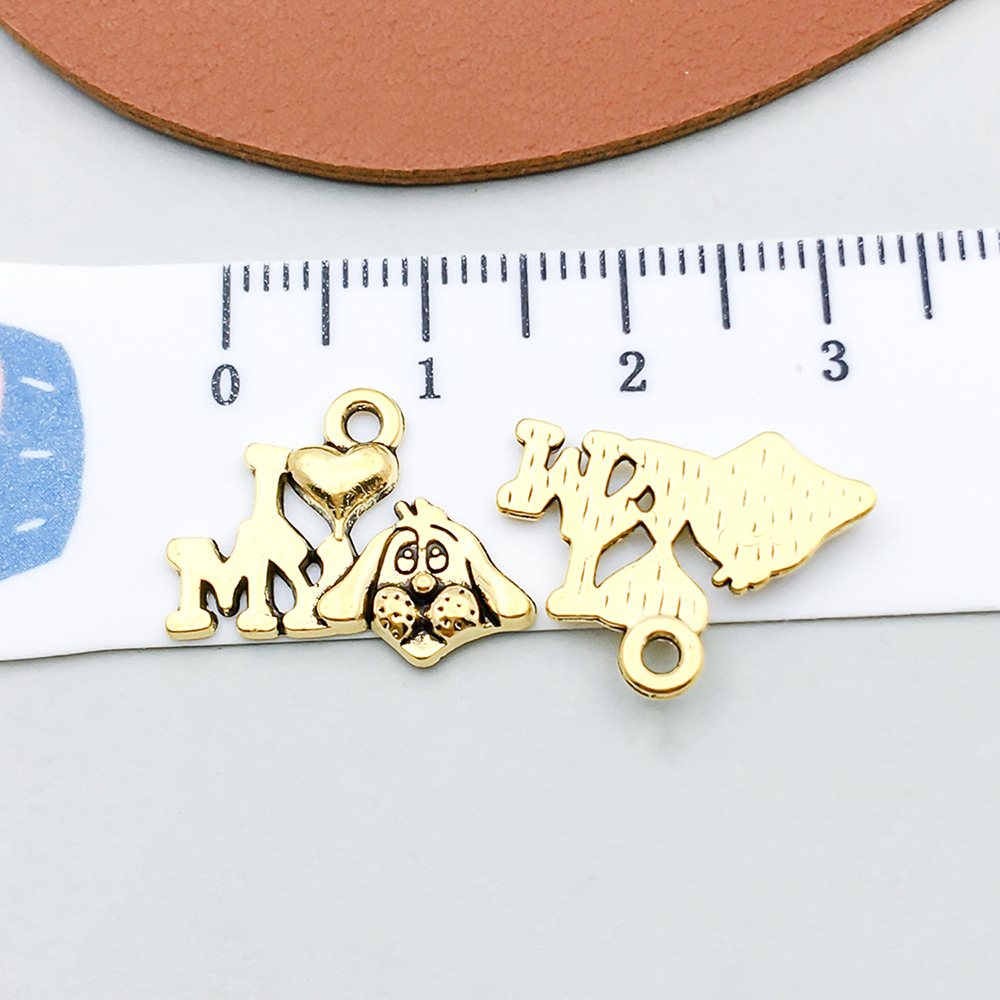 17:1 ancient gold letter 14*18mm-0.9g-20567