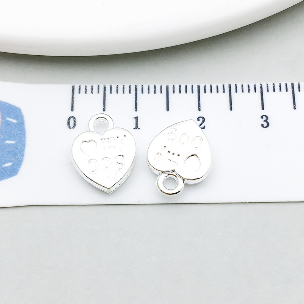 12:1 bright silver heart-shaped letter 13*10mm-1.3g-20545