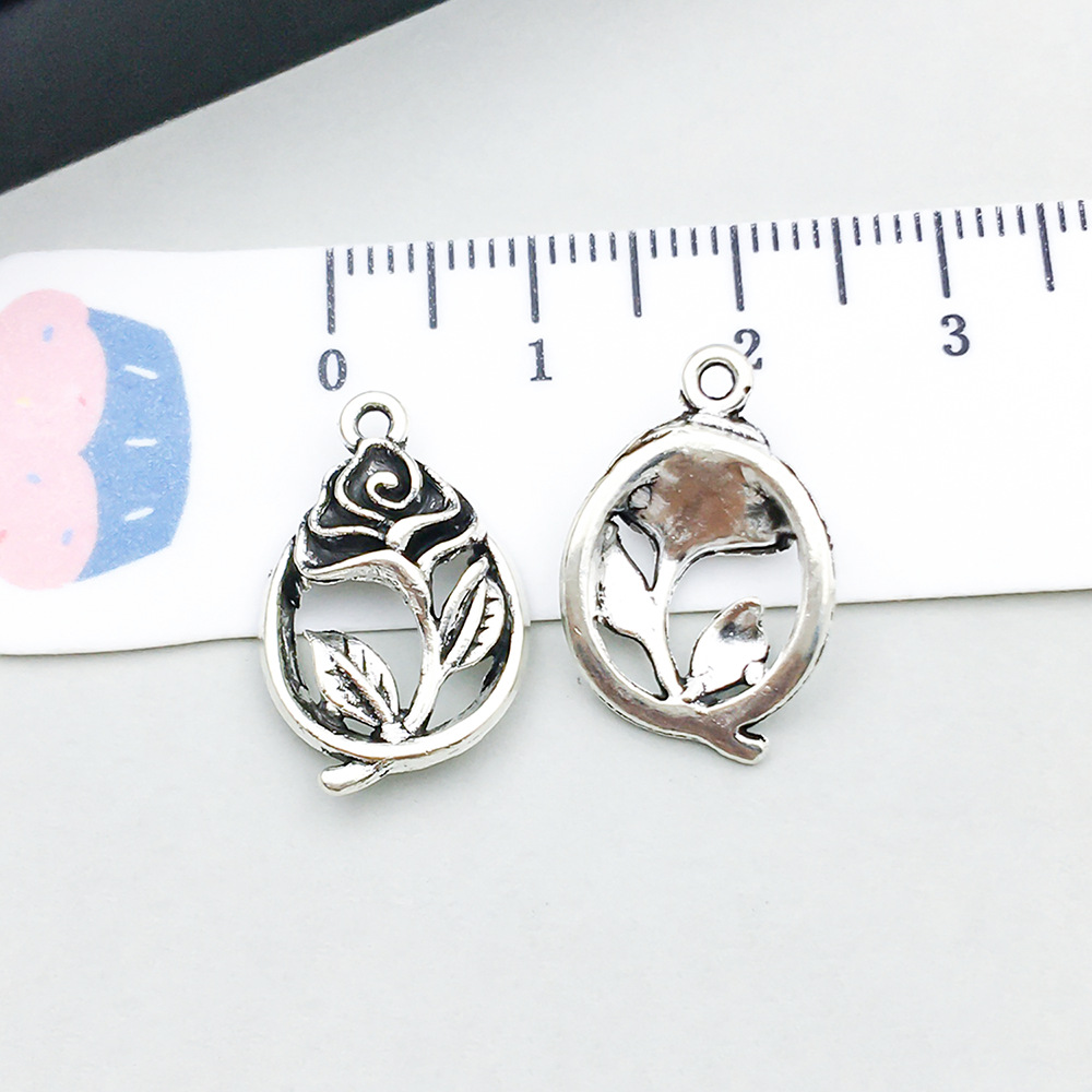 21:1 ancient silver rose 12*19mm-1.3g-16926