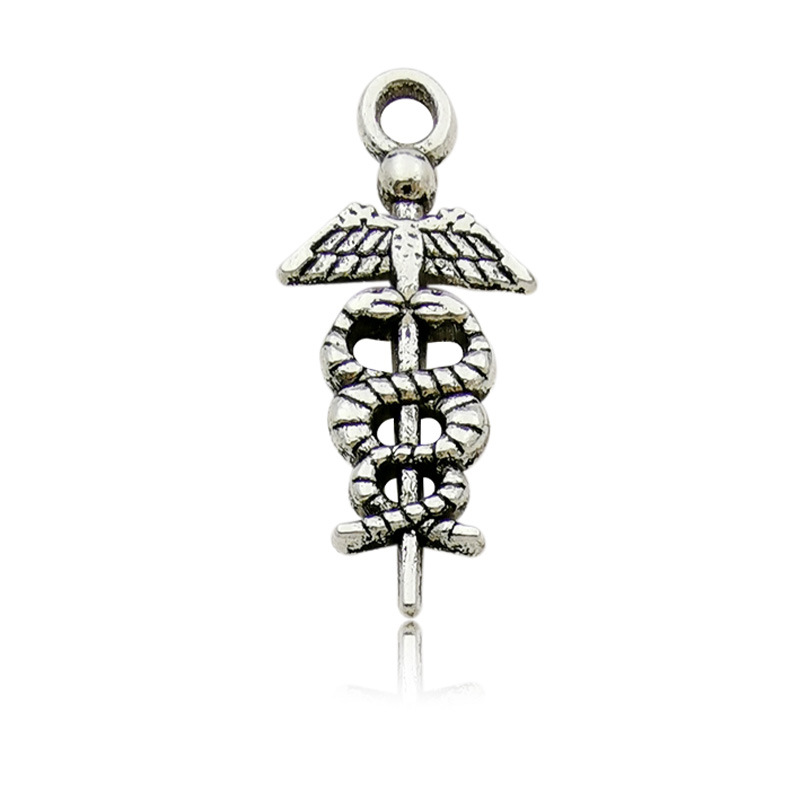 15:1 ancient silver medical double snake crutch 13 × 24mm-10442/1.5g