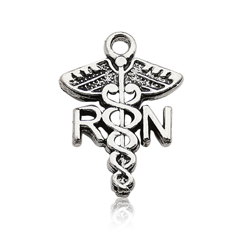 22:1 ancient silver letter RN double snake crutch 15 × 20mm-12149/1.4g