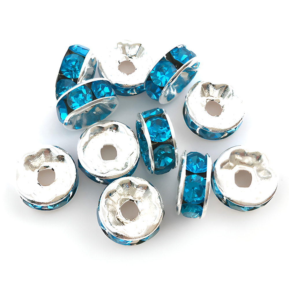 4:1 lake blue iron round spot drill spacer beads 8mm-14643-0.16g