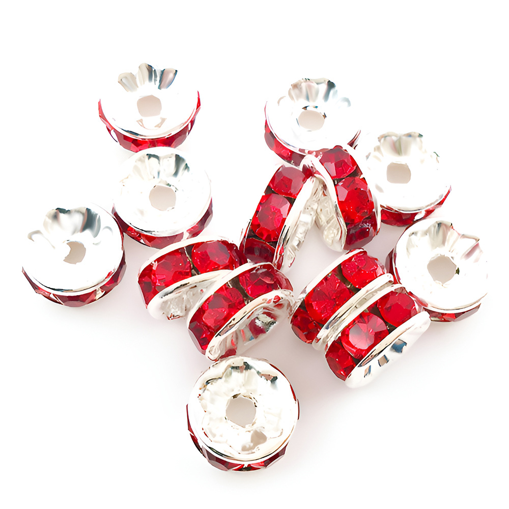 10:1 red iron round dot drill spacer bead 8mm-14649-0.25g