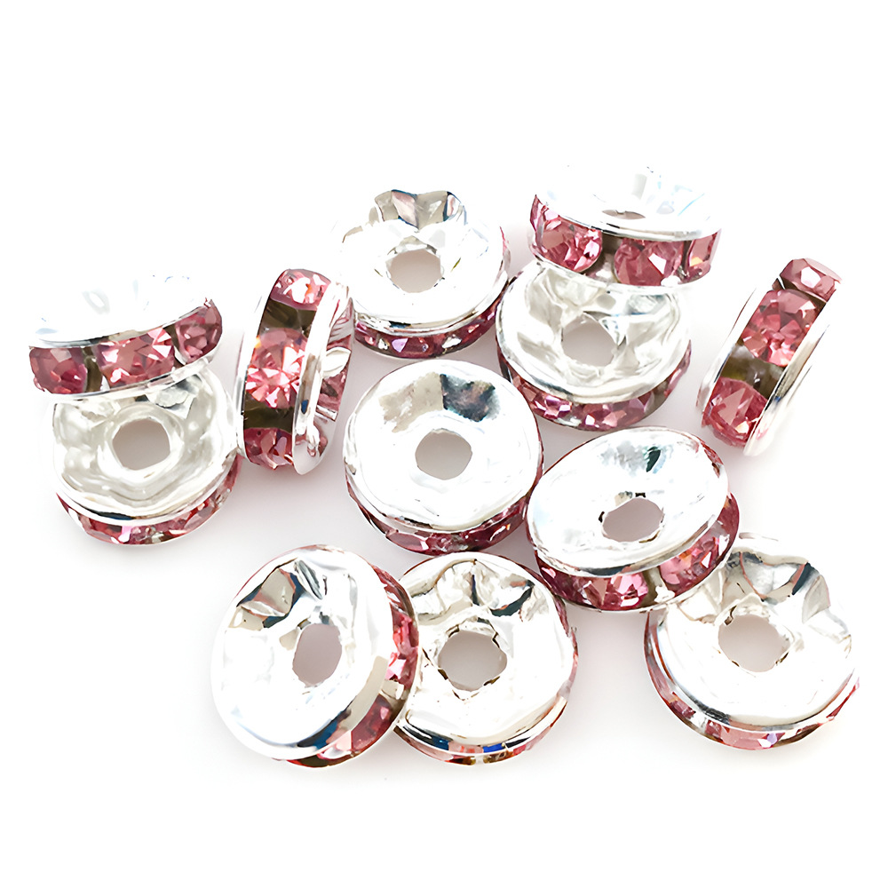 13:1 pink iron round point drill spacer beads 8mm-14652-0.25g