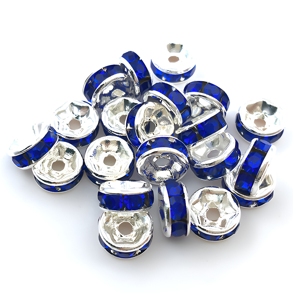 14:1 royal blue iron round spot drill spacer beads 6mm-14653-0.12g