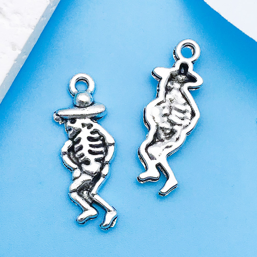 12:1 ancient silver dancing skull 9x25mm-10879-1.1g