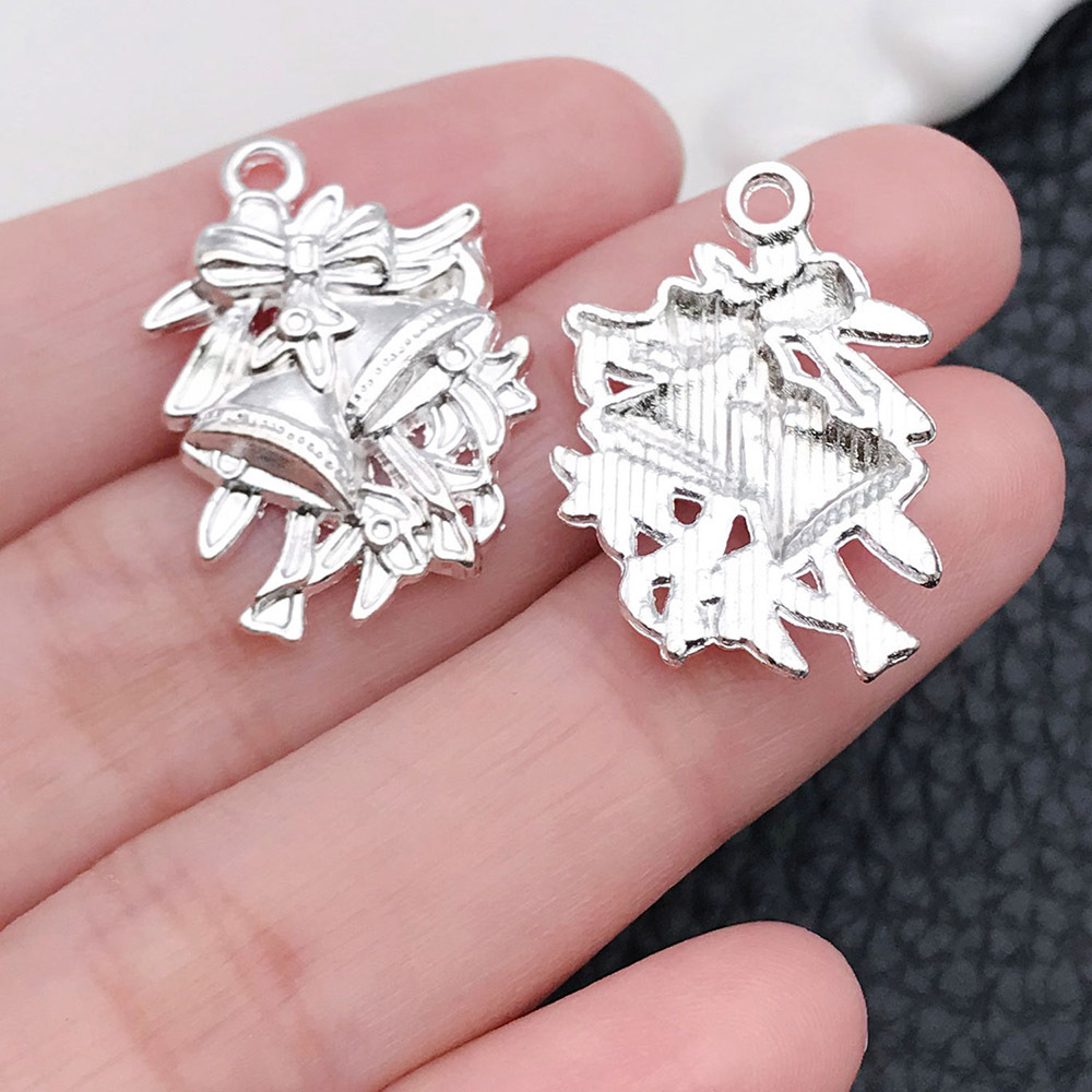 13:1 bright silver Christmas bell 17x 24.5mm-20031-2g