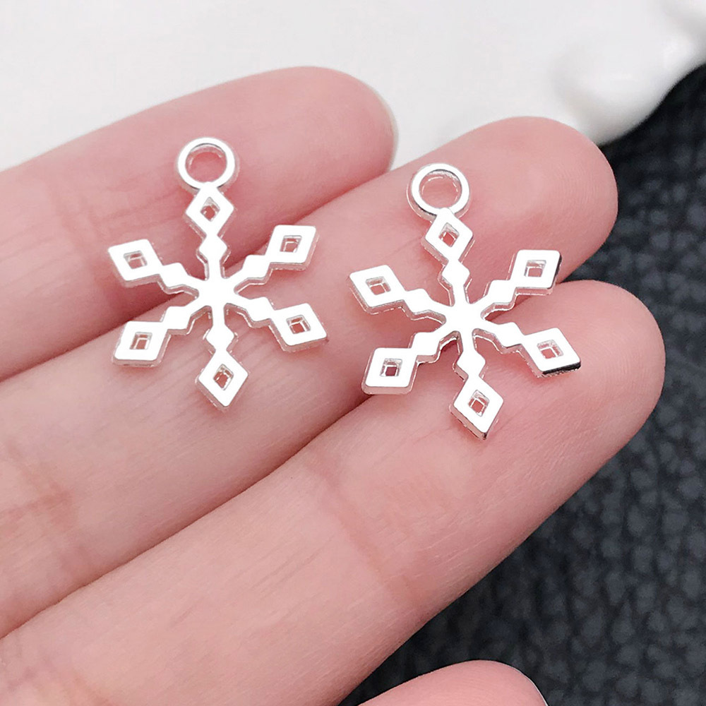 19:1 bright silver Christmas snowflake 14x19mm-20037-0.6g