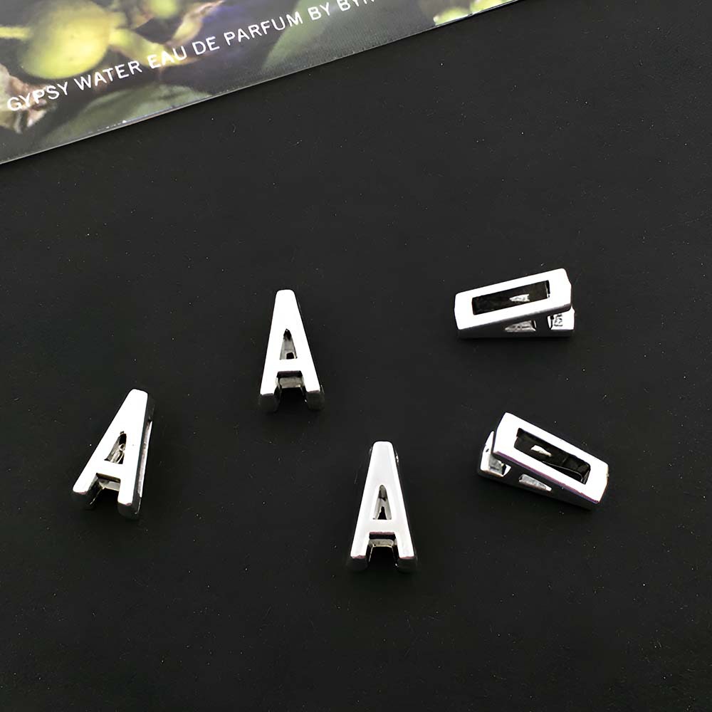2:1 ancient silver perforated letter A- 5x10mm-0.5g