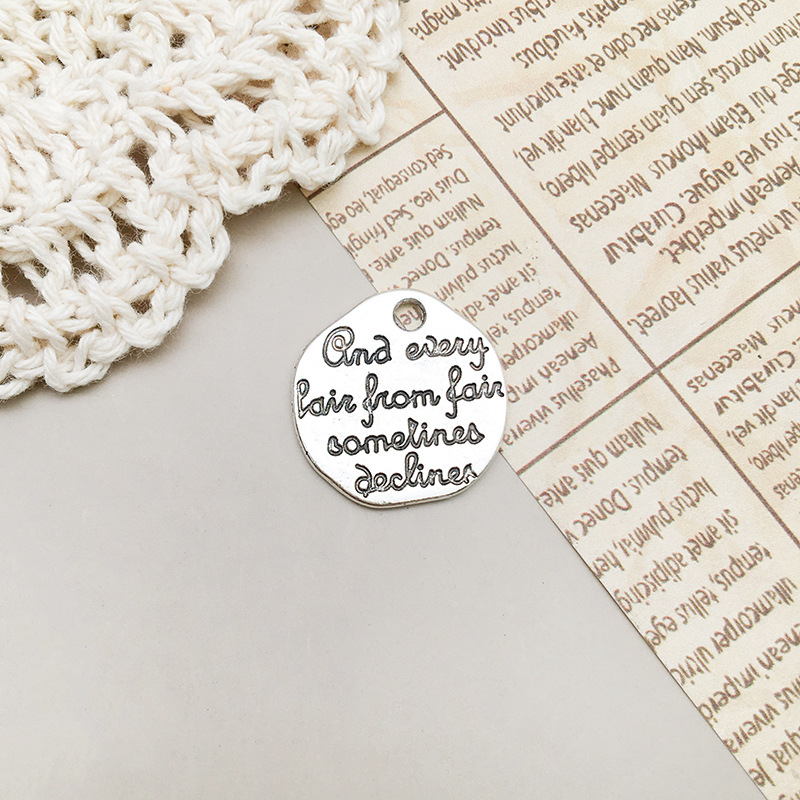 13:1 ancient silver letter and every18.5x18.5mm-10899/1.8g