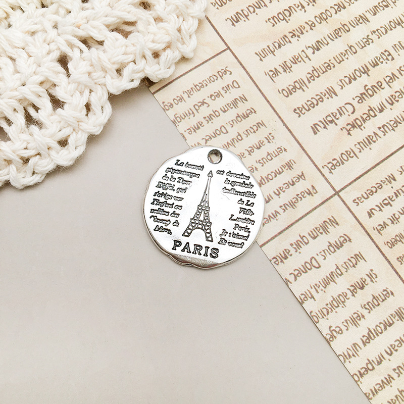 14:1 ancient silver tower letter paris19x19mm-10908/2.5g