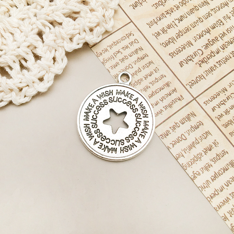 15:1 ancient silver letters make a wish22x26mm-10909/3.1g