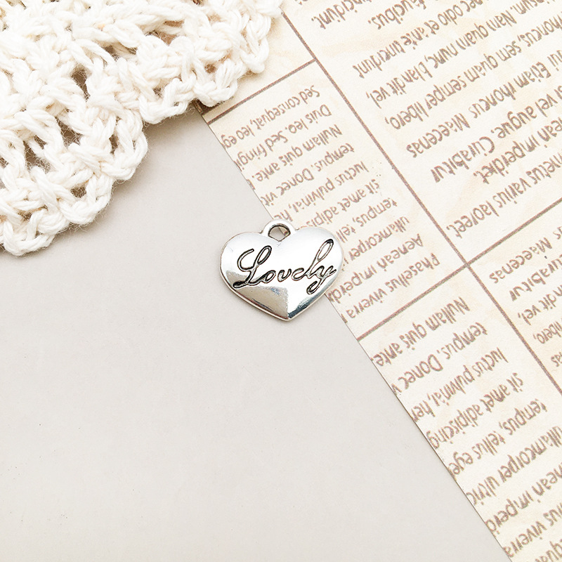 17:1 ancient silver letter lovely14x11mm-10911/1.2g