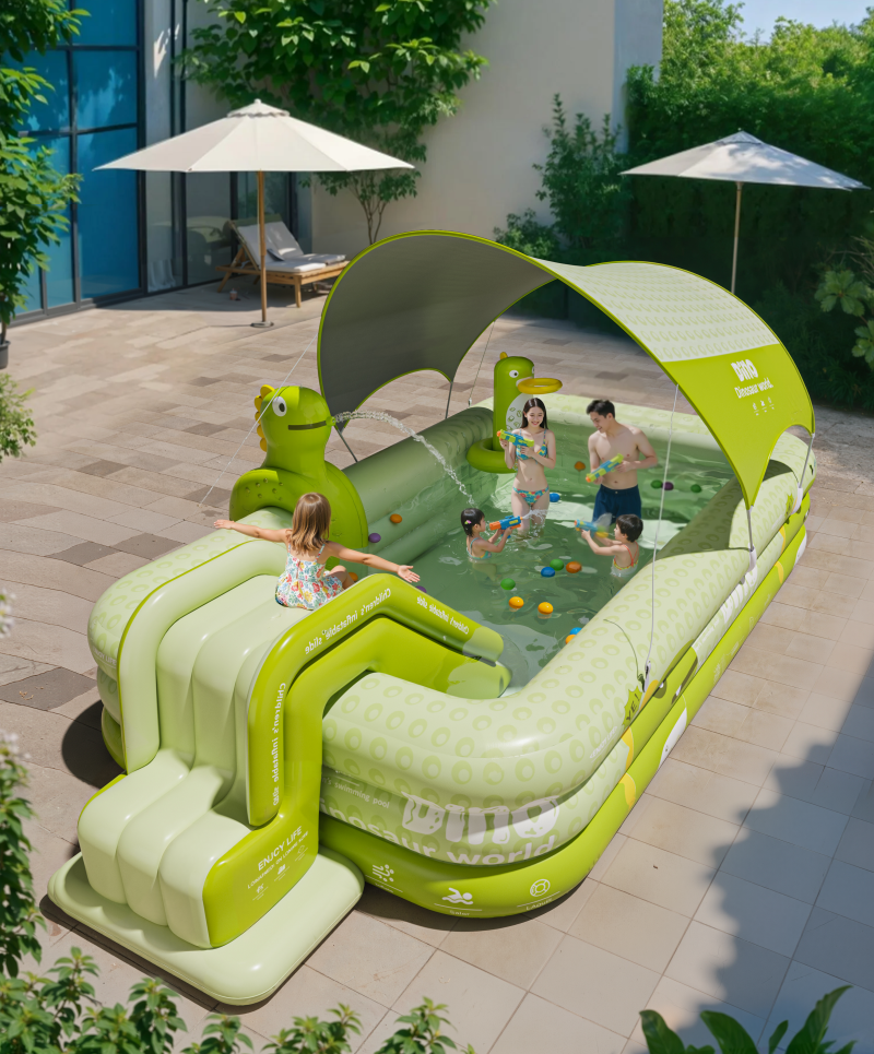 F 3m/3-layer with shooting hoop/Slide/water gun /1400mm*850mm black rubber tarpaulin/wireless air pump