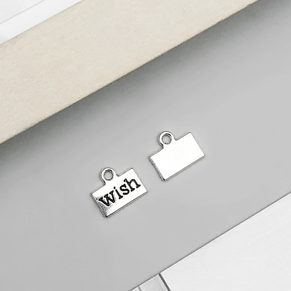 6:1 ancient silver rectangular wish letter card 13*10mm-0.8g-6990