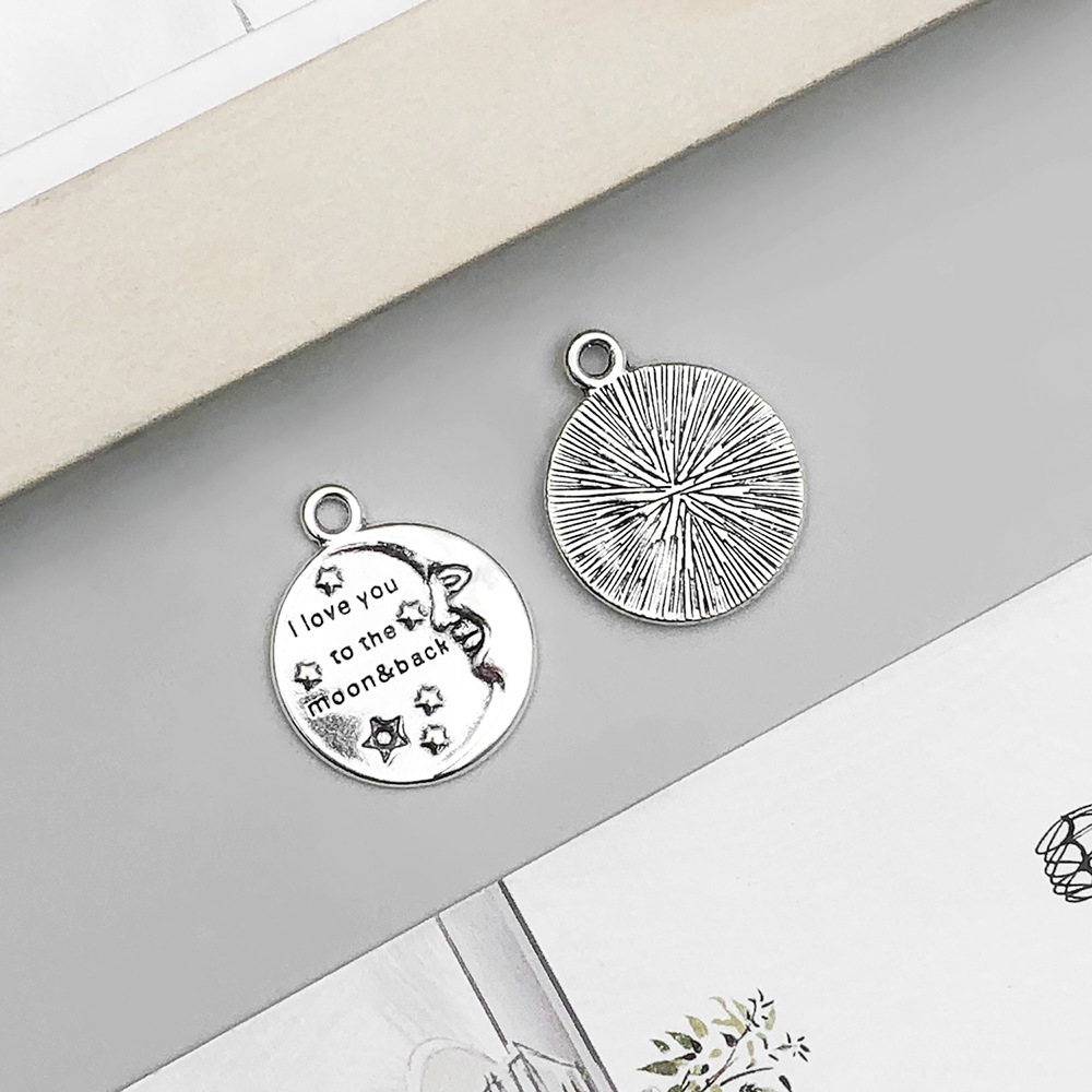 12:1 ancient silver round iloveyou letter card 23*27mm-3.8g-10896