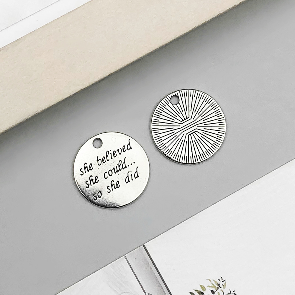 22:1 ancient silver round shebelieved letter card 22*22mm-3g-10916