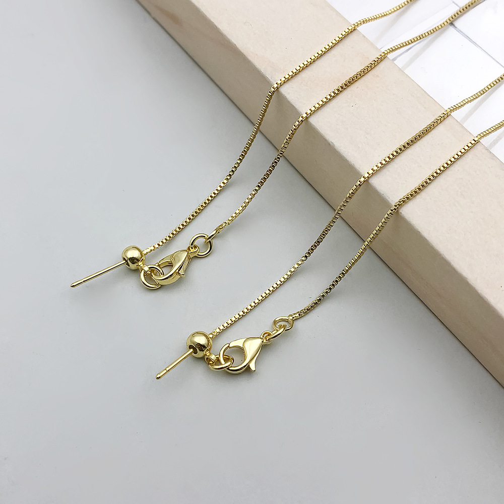 2:1 14k gold-plated copper universal box adjustment necklace 46cm-2g-16957