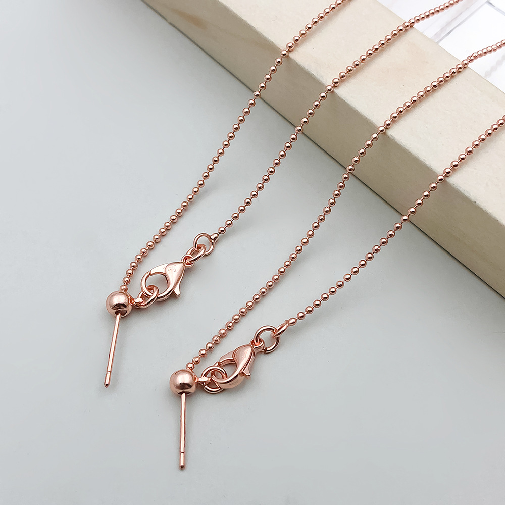 5:1 rose gold copper plated glass bead round bead universal chain 46cm-2g-18811