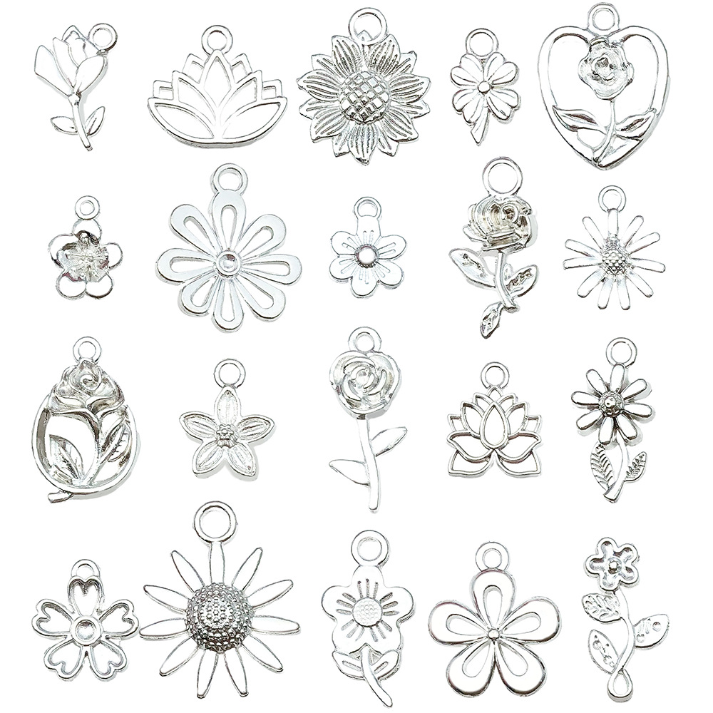 1:Mix 20pcs bright silver flower series-18g-sn879