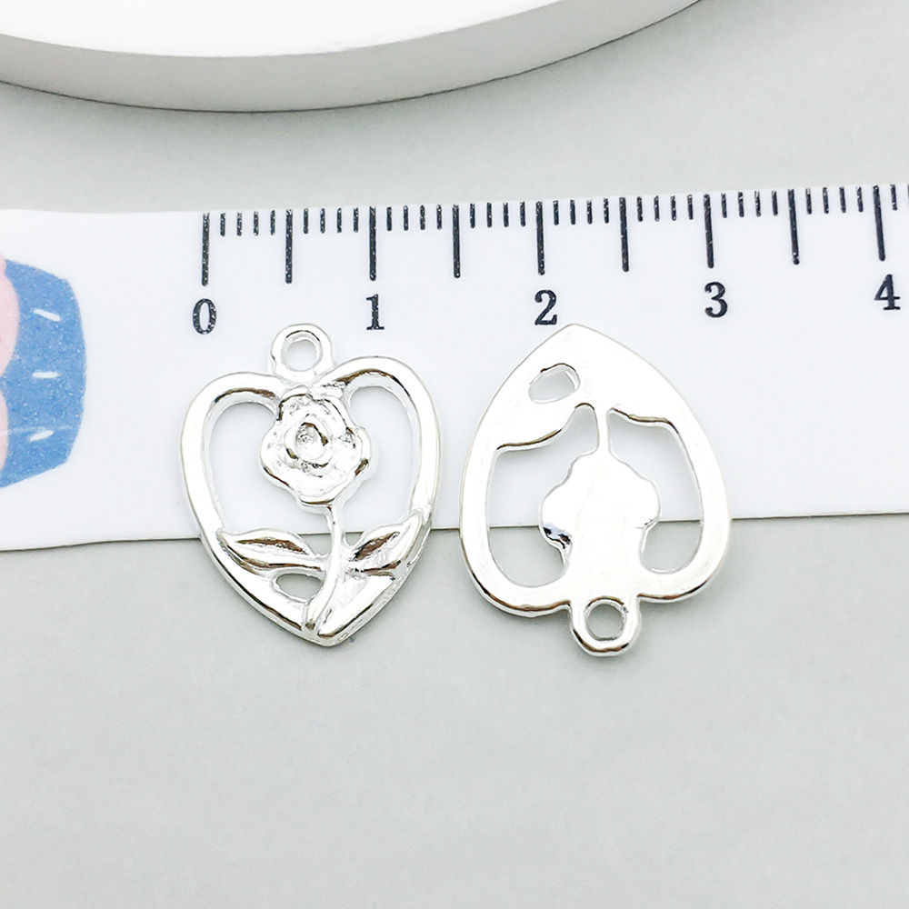 3:1 bright silver hollow rose 19*15mm-1.3g-20445